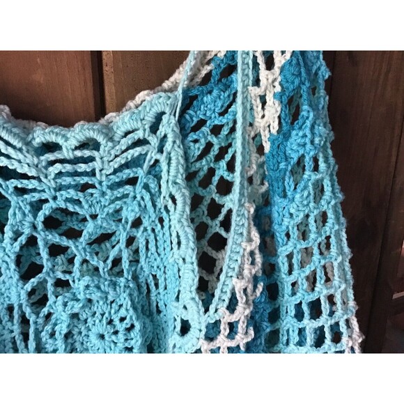 Handmade Crochet Sweater Vest Size S-M Blue Ombré Fairy Boho Gypsy Granny - Picture 5 of 7